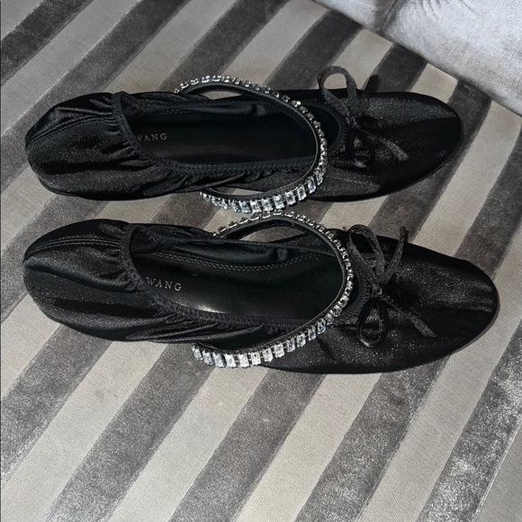 AZALEA WANG Midnight Glow Satin Crystal Ballet Flats 🩰 - Picture 3 of 9